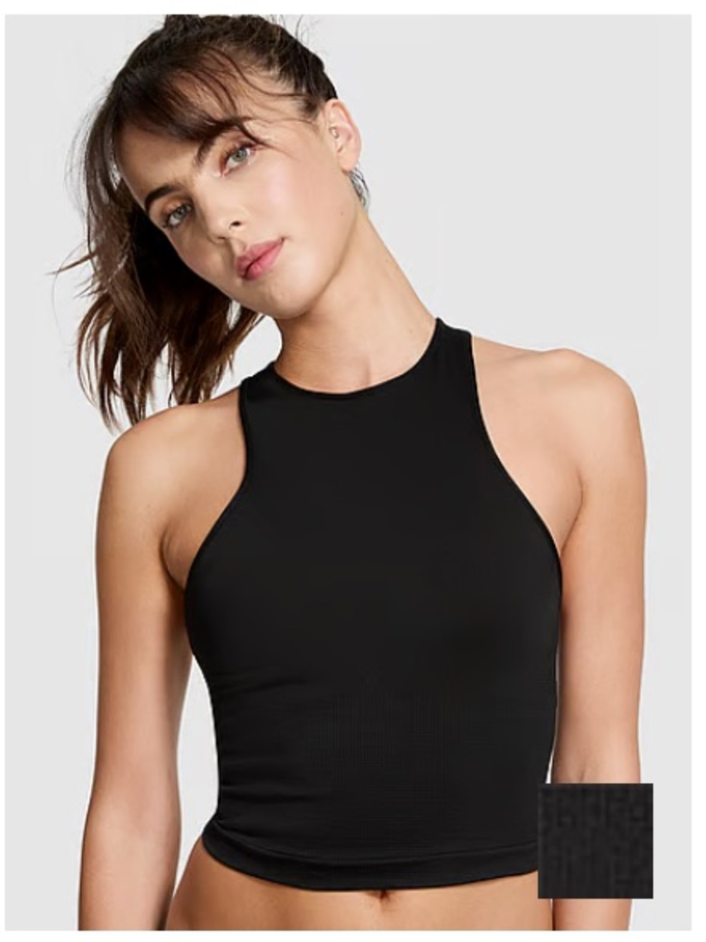 NWT Pink by Victoria’s Secret Black Seamless Halter Tank Bra Size S